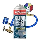 ClimaSet R134a kältemittel Ersatzgas - Kühlmittel Klima Auto - Gasflasche 1x235 g Auto Klimaanlage Nachfüllset - Wohnmobil - Klimaanlage schlauch - Manometer Klimaanlage - ECO