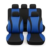Susy Shop Universelle Autositzbezüge für vorne und hinten, bequem und atmungsaktiv, Schutzbezüge für mittelgroße Nutzsitze, kein SUV (LS06-BLU)