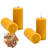 4 Pcs Stumpenkerzen aus 100% Bienenwachs, Groß 5.5x10cm Bienenwachskerzen in Premium-Qualität, Lange Brenndauer ca.35+ Std für Haushalt,Feiern und Gastronomie Deko