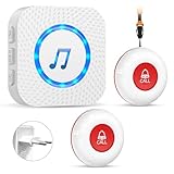 ChunHee Notrufknopf für Senioren/ Senioren Notruf/Hausnotruf Intern 150M SOS Alarm Kabellos für Pflegebedürftige Geduldig Älterer Empfänger*1+Ruftaste*2