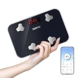 RENPHO Personenwaage Digital, Mini Waage mit Körperfett und Muskelmasse, Tragbare Körperfettwaage Synchronisierbar mit Apps, Höchstmaß 180kg, 28 X 18CM