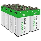 8 Stück 9V Akku 9V Akkus, High Capacity 1000mAh 9000mWh wiederaufladbare batterien Lithium Akku