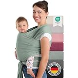 Laleni Tragetuch Baby neugeboren bis 15 kg aus weicher Baumwolle - Babytrage Neugeborene ab Geburt - OEKO-TEX zertifiziertes Tragetuch Kleinkind - Wickeltuch Baby mit 5,10 m Länge - Babytuch in Grün
