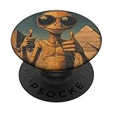 Alien Kopf Ancient Daumen Hoch Pyramide Sci-Fi Ägypten PopSockets mit austauschbarem PopGrip