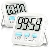 Antonki 2 Stück Timer, Digitaler Küchentimer zum Kochen, Eieruhr, Magnetisch Stoppuhr Timer für Kinder, Lehrer, Klassenzimmer, Übung, Badezimmer, Backofen, Backen-Inklusive Batterie