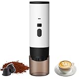Petyoung 3 in 1 Kaffeemaschine, Tragbare Elektrische Espressomaschine,12 V, Kaffeemaschine to go für Camping, Auto, Wohnmobil, Reise, Kompatibel mit Gemahlenem Kaffee und NS- Kapsel, Weiß