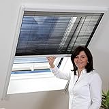 Fliegengitter Plissee CLASSIC 2.0 für Dachfenster - Insektenschutz - Dachfensterplissee (weißer Rahmen, passend für Fenster bis 101 x 148 cm)