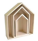 Artemio Set mit 3 Regalen Haus zum Dekorieren, Holz, Beige, 30 x 10 x 34,5 cm 14001999