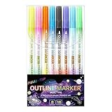 Schimmernde Konturenmarker, doppelseitig, Zeichenstifte, Zeichenwerkzeuge für Schulaktivitäten, Basteln, Grußkarten, Notizen, Malen, Kunstprojekte