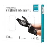 EUROPAPA 100x Nitrilhandschuhe Box Einweghandschuhe, Einmalhandschuhe, Untersuchungshandschuhe, Nitril Handschuhe, puderfrei, ohne Latex, unsteril, latexfrei, disposible gloves (S, Schwarz)