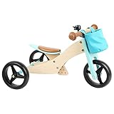 small foot Trike 2 in 1 Türkis aus Holz, Drei-und Laufrad, mit verstellbarem Sitz und gummierten Reifen, 11610, max. Belastbarkeit 50 kg