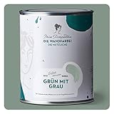 MissPompadour abwaschbare Wandfarbe Grün mit Grau 1L - hohe Deckkraft & Ergiebigkeit - matte, scheuerbeständige Innenfarbe - geruchsarm, wasserbasiert, atmungsaktiv - Die Nützliche