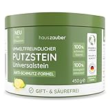 hauszauber® - Universalstein 450 g [ÖKO-POWER] - Grüner Putzstein - Reinigungsstein mit Limettenduft - Weißer Stein + gratis Schwamm