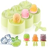 Eisformen Kinder, 6 Eisform Eis am Stiel, Klein Eisförmchen Popsicle Formen, Stieleisformer Eislutscher Formen, Mini Eisform, Eis zum Selber Machen Formen (grün)