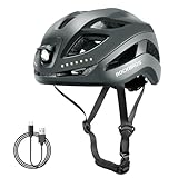 ROCKBROS Fahrradhelm mit Licht, MTB Helm Herren Damen mit USB 1800 mAh Atmungsaktiv 58-60 cm Ti