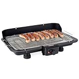 Korona 46117 Elektrischer Barbecue Tischgrill mit XXL-Grillfläche (51 x 30 cm) | 2200 Watt | Abnehmbares Heizelement | Sicherheitsschalter | Stufenlose Temperatureinstellung