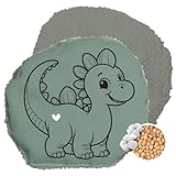 Herbalind DINO Waschbares Kirschkernkissen für Kinder und Babys - 100% Baumwolle Plüsch Wärmekissen, Wärmekuscheltier Flauschiges wärmendes Stofftier 19x19 cm als Wärmflasche mit Kirschkernen