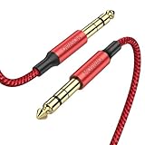 MOSWAG 6.35mm Instrumentenkabel Stereo 5M, Nylon Geflochten 6.3mm Klinke auf 6.3mm Klinke Audio Kabel Lärmschutz für Verstärker Gitarre, Bass, Tasteninstrument