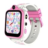 IOWODO Smartwatch Kinder-2G SIM mit Spiele Anruffunktion SOS Kamera Musik Schrittzähler Taschenlampe Wecker-Kids smart Watch telefonieren Geschenk für Jungen und Mädchen 3-12 Jahre (Rosa)