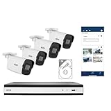 ABUS TVVR36401 All-IN-ONE-Set aus Vier PoE-Überwachungskameras für den Innen-/Außenbereich - Komplett-Set mit Netzwerkvideorekorder (NVR) und 4 PoE Mini-Tube-Kameras - 94459