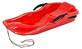 Kinderbob Schlitten „Race“ Rot – robuster Kunststoff-Rodel mit Bremsen & Zugseil – sicherer Schneeschlitten aus Polypropylen, Frost- & UV-beständig, ideal für Kinder ab 3 Jahren