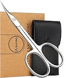 ASIPRO Nagelhautschere Extra Fein, Gebogener, und Extra Scharf mit Kunstlederetui Hautschere Edelstahl Schere Maniküre, Cuticle Scissors mit Nagelschere Etui Fingernagelschere Nagelhaut Schere