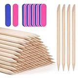 100 Stück Rosenholzstäbchen Maniküre,Doppelseitige Orange Holzstäbchen,Nagelhautschieber Holz Sticks für Maniküre Kunst Pediküre Nagelhautpflege.