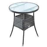 ESTEXO Polyrattan Beistelltisch Gartentisch Rattan Tisch Balkontisch Gartenmöbel Rund Kaffeetisch Teetisch Couchtisch Rattantisch (Anthrazit-Grau)