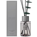 Airkeep Raumduft 200ml, Reed Diffuser Set, EUKALYPTUS & MOOS Grau Raum Duft mit Stäbchen, Raumerfrischer für Räume, Bäder, Büros, Schränke