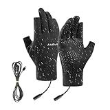 yuchdzexu Beheizte Herren-Handschuhe, elektrischer Skihandschuh, USB-Heizung, Ski, Snowboard-Fäustling für Sport, Outdoor, Wandern, Radfahren, Fahren, tägliche Arbeit