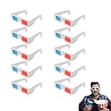 JUGUTA 3D-Brille, 10 Paar Papier-Stereo Brillen, Rote Und Blaue Linsen Stereobrille Für 3D-Filme Und Reise Dekoration