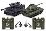 JAMARA 403635 - Panzer Tiger Battle Set 2,4 GHz - Battlemodus mit simulierter Schadensanzeige (Antriebsausfall, Kampf- und Fahrunfähig), extrem wendig, Geschützfeuer, Maschinengewehrfeuer