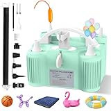 PlusFive 4-in-1 Elektrische Luftpumpe, Multifunktions Ballonpumpe Elektrisch mit Dual-Motor &10 Luftdüsen für Aufblasung/Entlüftung von Modellierballons & Sportbälle & Poolschwimmer & Luftmatratzen