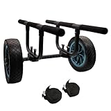 JOIERW Robuster Kajakwagen, breitenverstellbarer Kanuwagen mit 30,5 cm flachen Strandrädern, Boot, Dolly Cart Transportträger