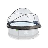 Exit Toys Eco Pool Dome ECO 244 cm, transparent, faltbar, geeignet für runde Aufstellpools mit einem Durchmesser von 240–255 cm, Befestigungsband im Lieferumfang enthalten