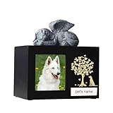 woodurn Haustier-Aschebox für Hunde, XLarge Holzurnen für Beerdigung, Einäscherungsurnen mit Fotorahmen, Gedenkbox mit schwarzem Flanell als Futter, Gedenkgeschenk für verlorene Haustiere
