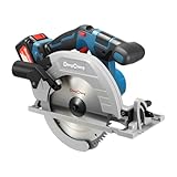 Dong Cheng 18V Akku Handkreissäge Ø185mm, 5000RPM, Schnitttiefe 65 mm, 0-45° (inkl. Ø185 x Ø20 mm Sägeblatt, Akku/Ladegerät, BOXX) DCMY02-185