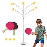 Surplex Tischtennistrainer mit Elastischem Weichem Schaft Höhenverstellbar Mit Schlägern Übungsbällen Für Anfänger Selbsttraining Freizeit Dekompression Kind Erwachsener Indoor Outdoor Spielen