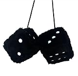 2PCS Car Mirror Hanging Plush Dice, 7.5 * 7.5CM Fluffy Dice Hanging for Car Interior Decoration, Car Accessories Rear View Mirror Hangers (Black)