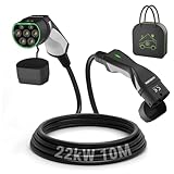 EIDYBOX Ladekabel 22KW Dreiphasig 10M Typ 2 auf Typ 2 EV Ladegerät 32A Kompatibel mit Model S/3/X/Y, e-Golf/e-UP/ID.3, i3/i8, EQC/EQS
