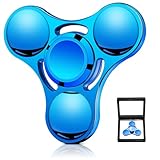 SCIONE Metall Fidget Spinner – Hand Spinner für Erwachsene & Kinder – Anti-Stress-Sensory-Spielzeug mit abnehmbaren Kugellagerkappen – Perfekt für Büro, Klassenzimmer & Party-Geschenke (Blau)