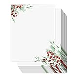 Weihnachtliches Briefpapier | 50 Stück Weihnachtsblätter mit Kantenmuster,Festtagsbriefpapier - Zum Schreiben von Briefnotizen Nächtenkarten