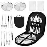 Camping Geschirr Set 2 Personen 14-teilig, Picknick Set,...