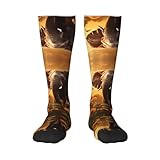 YXLymxDAMAI Weiße flache Nudeln, Oberschenkelhohe Strümpfe für Damen und Herren, Outdoor-Sportsocken, Weiß, Gehende Elefanten, Einheitsgröße