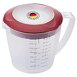 Westmark Rührbecher/Messkanne mit Spritzschutz, Deckel und Ausgießer, Kunststoff, Füllvolumen: 1,4 Liter, Helena, Transparent/Rot, 3105227R