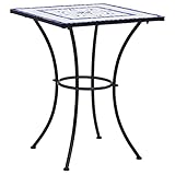 AJJHUUKI Outdoor Tische Mosaik Bistrotisch blau und weiß 60cm Keramik