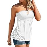 Damen Sommer Sexy Tube Top Schulterfrei Ärmellos Tops Rückenfrei Sexy Oberteile Sommer Bluse Bandeau Schlauchshirt mit Plissee Bandeau Boob Bluse Shirt Weste Tops