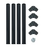 Emuca - Regulierbare Tischbeine Ø60x710mm, 4er Set aus Stahl, regulierbare Höhe 710-730mm, schwarz