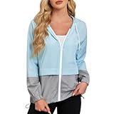 Durio Leicht Regenjacke Damen Wasserdicht Atmungsaktiv Faltbar Windbreaker Mit Kapuze Softshelljacke Fahrradjacke Regencape Blau M