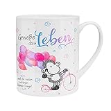 Sheepworld XL-Tasse mit Motiv 'Genieße' | Große Kaffeetasse aus Porzellan, Jumbo-Becher, 60 cl, mit Spruch 'Genieße das Leben' | Geschenk, Freund, Freundin | 46205
